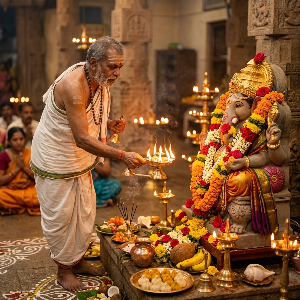 Pandit performing Ganapati Puja